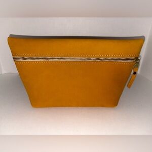 Gold Extra Large Makeup Bag by Portland Leather Goods